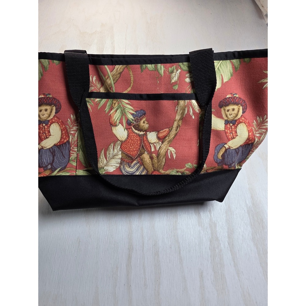 Sally Spicer San Francisco Monkey Tapestry Tote Bag Red Boho Cottagecore Classic